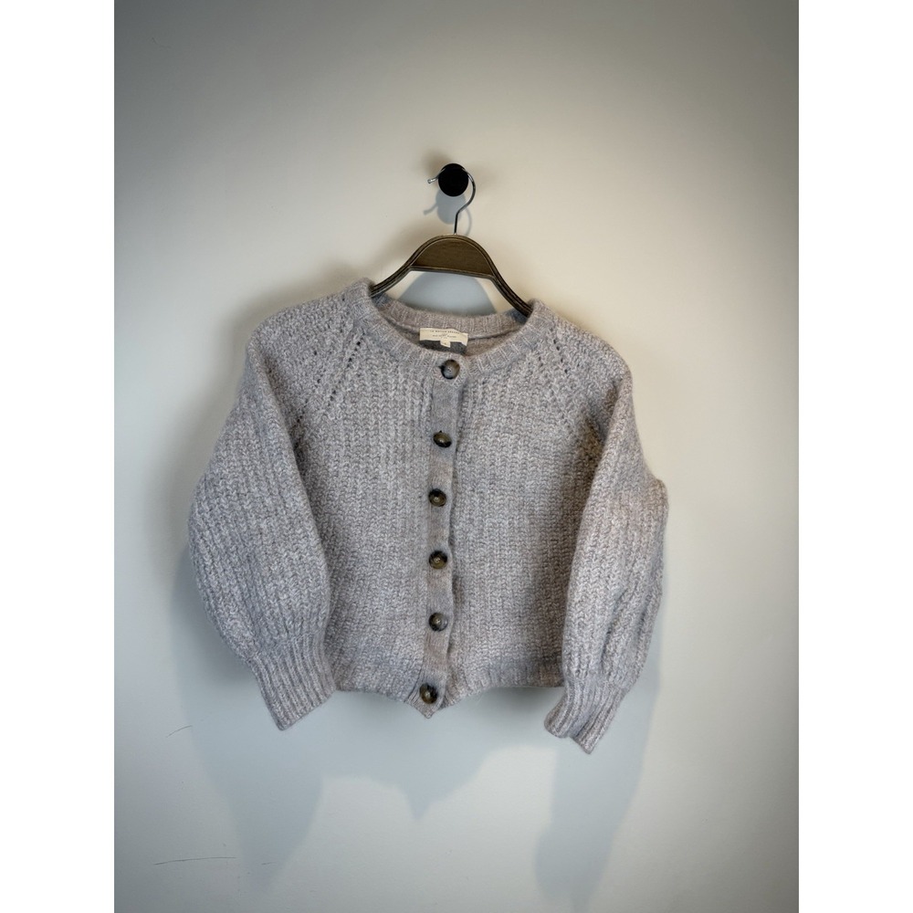 Sezane Emile Beige Alpaca Blend Chunky Knit Button Front Sweater Cardigan Small
